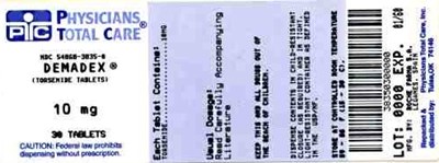 Image Of Demadex Package Label For 10mg (Package Label For 10mg Tablets)